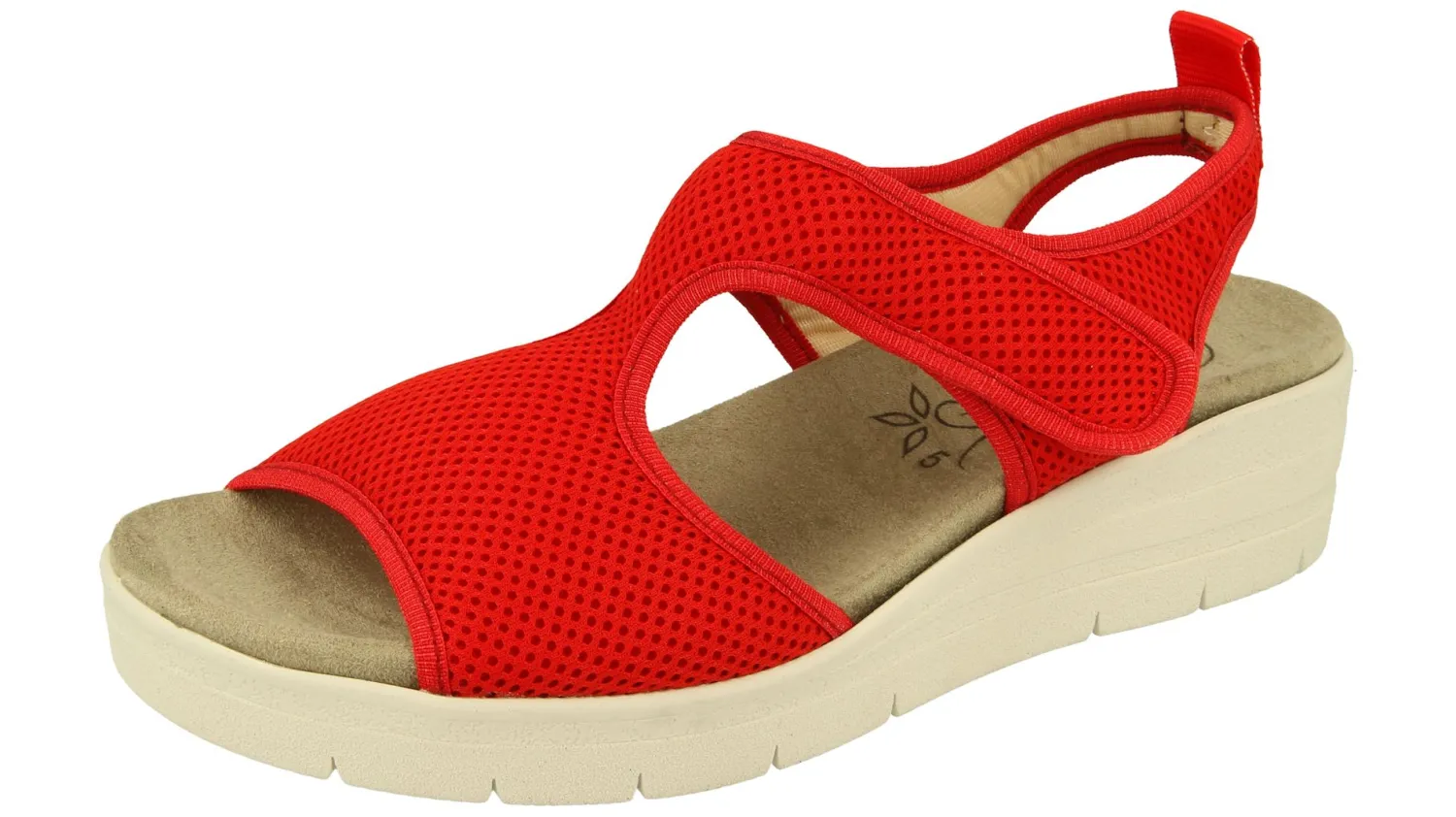Womens Wide Fit Wedge Stretch Sandals - Dove<DB Wider Fit Shoes Fashion