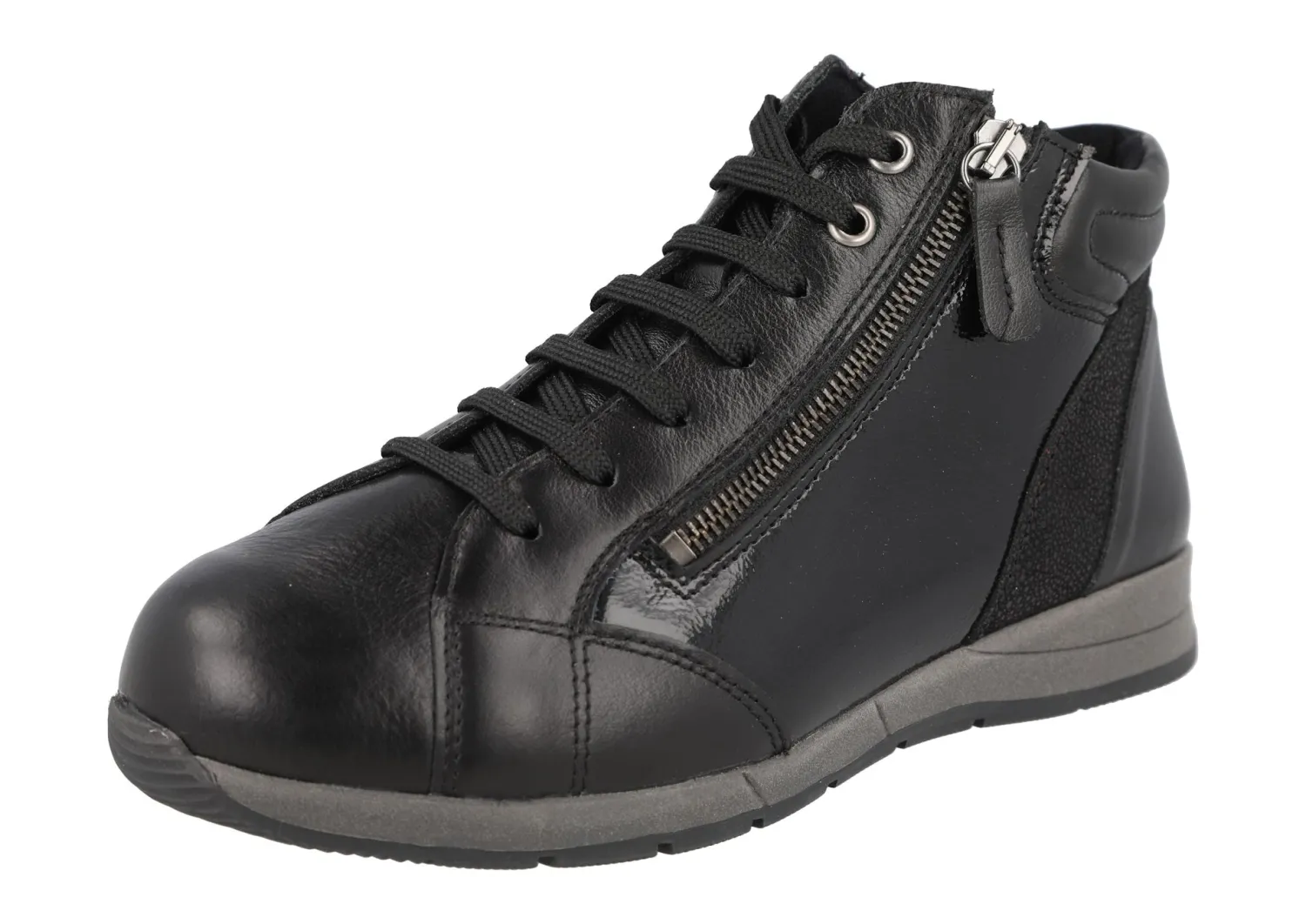 Womens Wide Fit Zip Entry Lace Ankle Boots - Flycatcher<DB Wider Fit Shoes Clearance